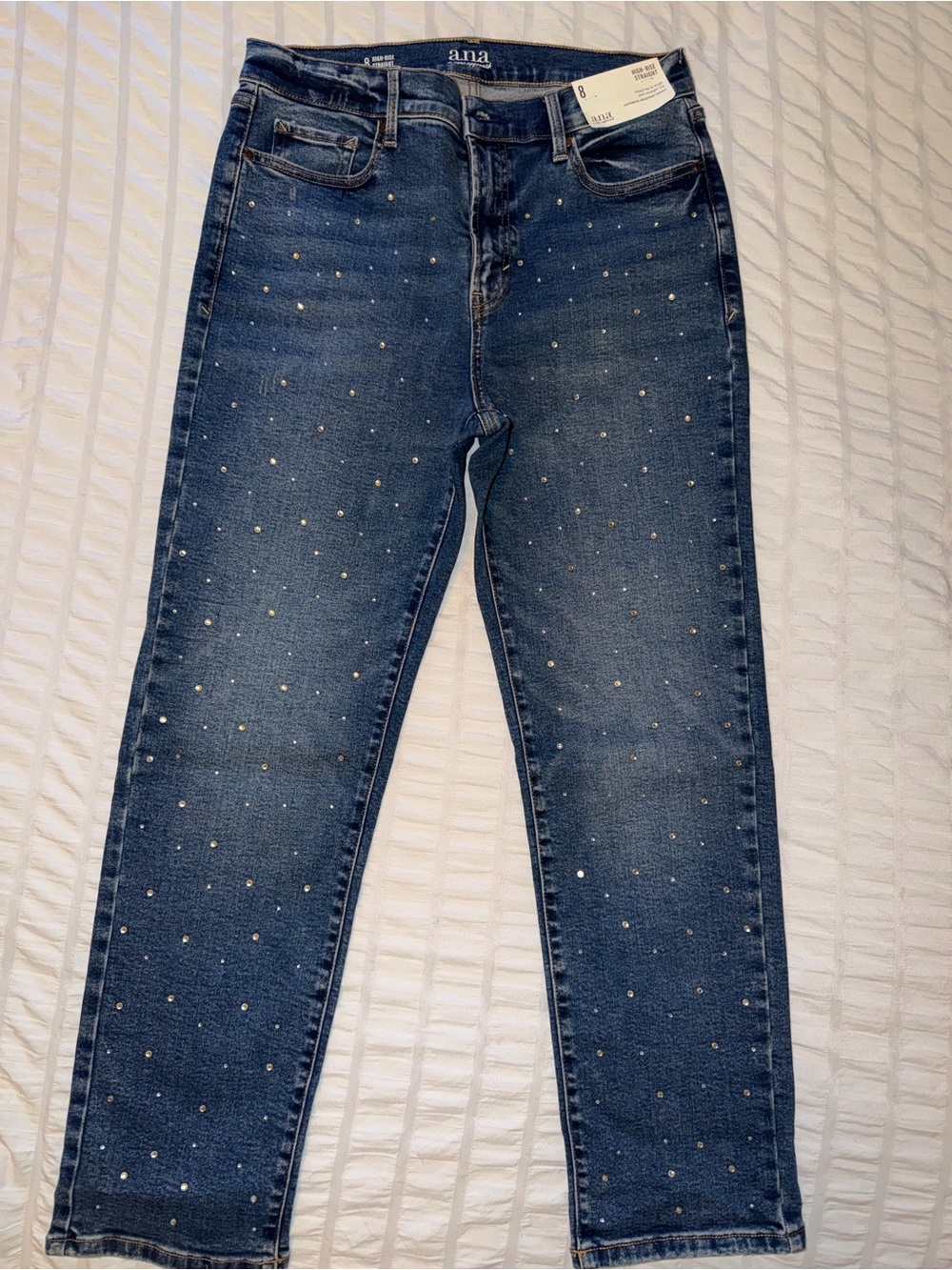 a.n.a Dark Blue Straight Leg Jeans with Silver Studs